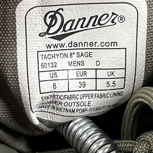 Danner Tachyon 8" Mens Size 6 D Sage Green Military Tactical Combat Boots 50132 - Picture 9 of 9